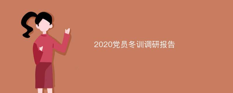 2020党员冬训调研报告